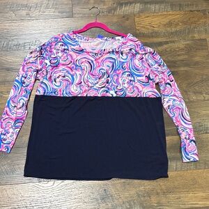 Lilly Pulitzer Swirl Print Long Sleeve Top